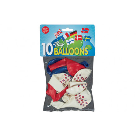 Bini Balloons Balloner Norsk Flag ø26cm 10 Stk