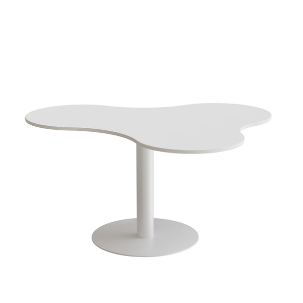 Bord Amöba 1005  1200x1500 Mm  Højde 720 Mm  Hvid Laminat  Hvidt Stel