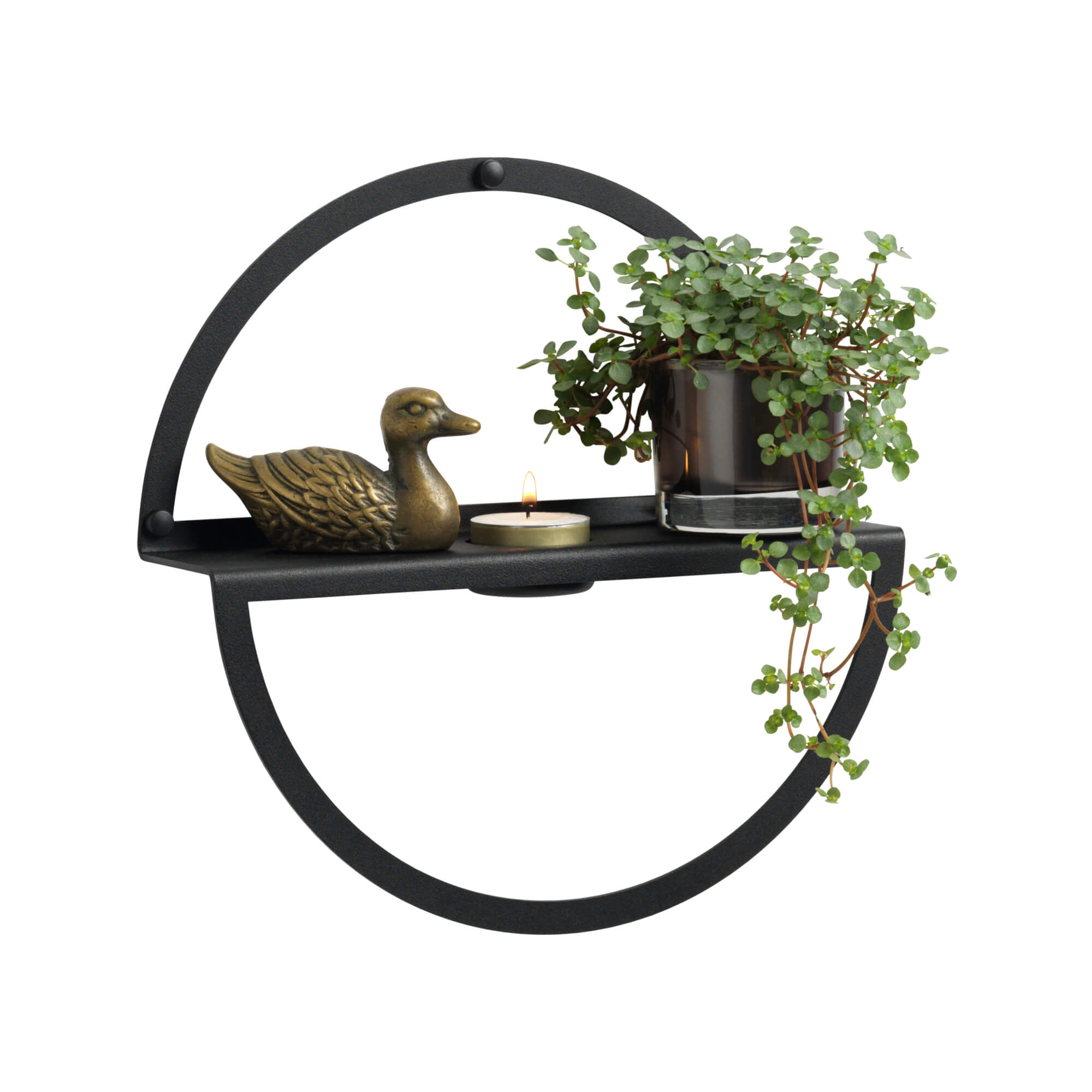 25 Cm  Cirkel Fyrfadsstage Hylde  Sort Metal