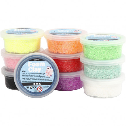 Foam Clayâ  Ass  Farver  Glitter  10x35g