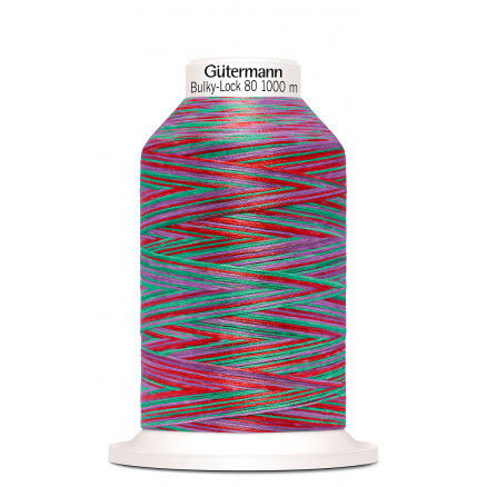 Gütermann Bulky-lock 80 Multi Rød Grøn Lilla Sytråd Polyester 9893 1000m