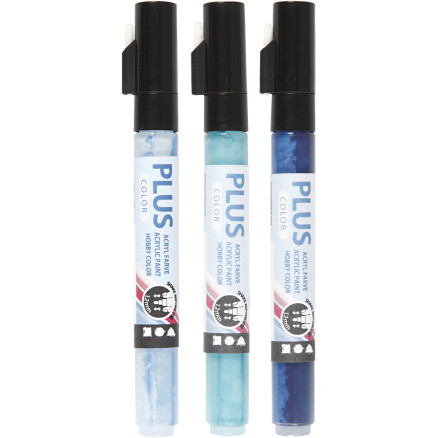Plus Color Tusch   : 14   Cm  Streg  -  Mm  Himmelblå  Marineblå  Turkis      Ml  3stk    Pk