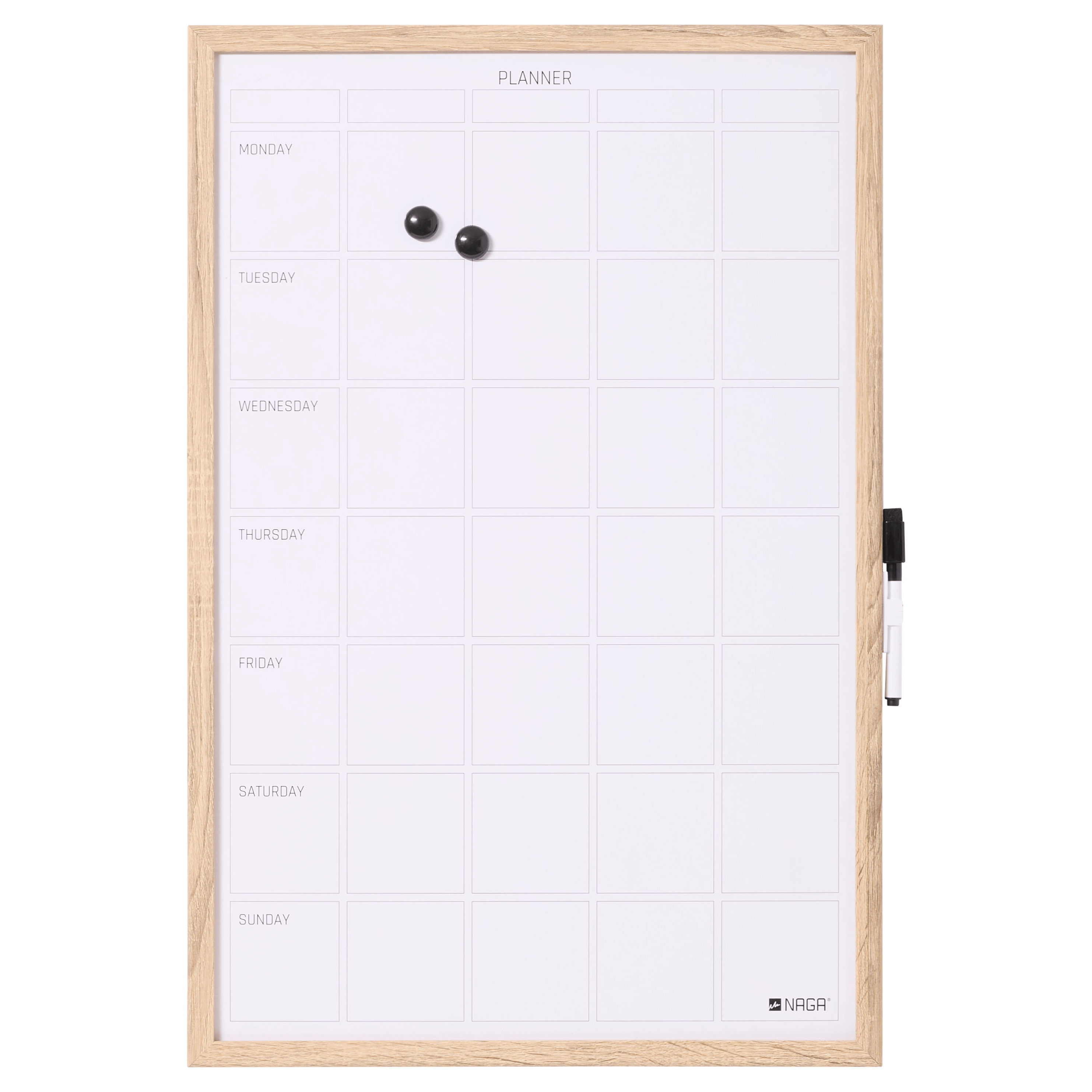 40   60 Cm  Whiteboard Ugetavle Med Træramme Engelsk