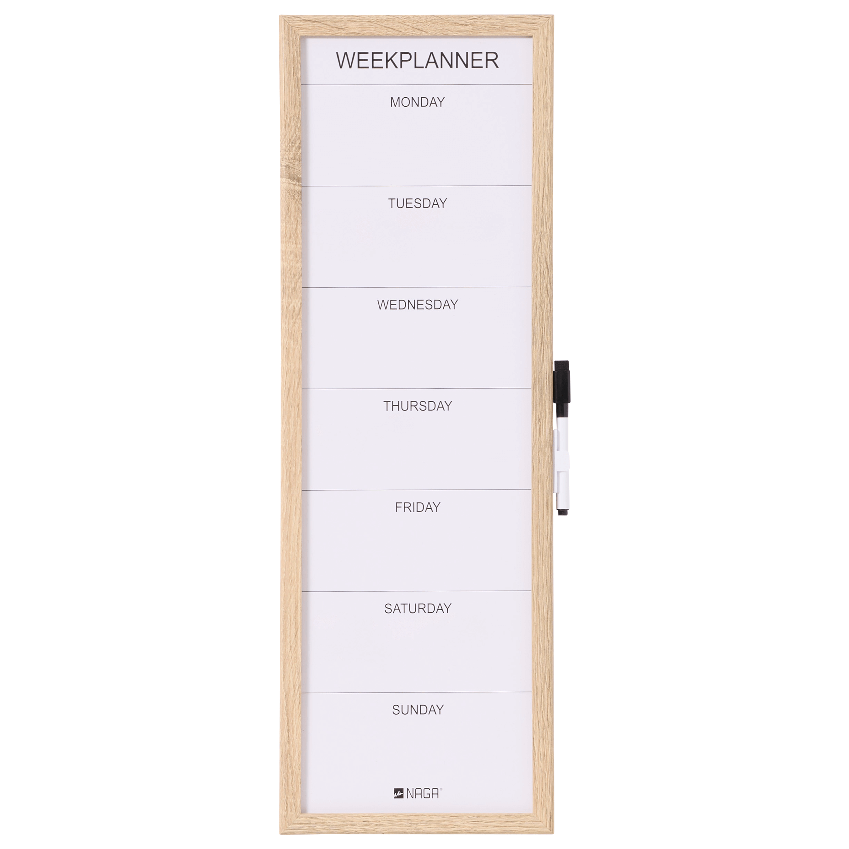 20   60 Cm  Whiteboard Ugetavle Med Træramme Engelsk