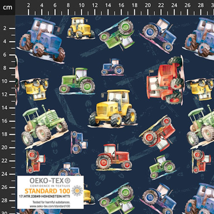 Avalana Jersey Stof Print 150cm Traktor 50cm