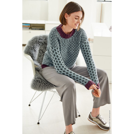 Cool Wool Big Jacquardpullover Af Lana Grossa Jacquardpullover Strikkeopskrift Str  36 38 48 50