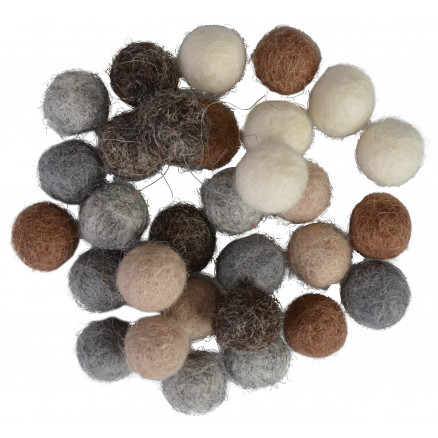 Filtkugler 10mm Ass  Natur Farver 30 Stk