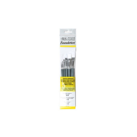 Foundation Acrylic Short Brush Pack 6pcs Ass