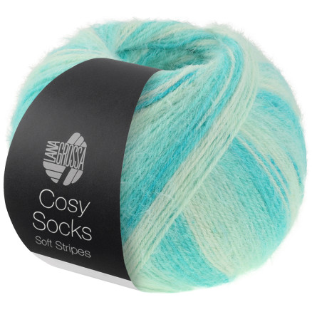 Lana Grossa Cosy Socks Soft Stripes Strømpegarn 102 Jade Lys Grøn Hvidgrøn Råhvid