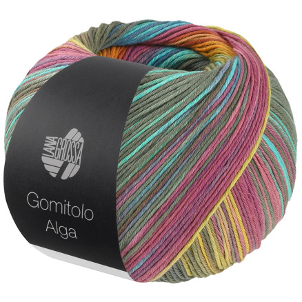Lana Grossa Gomitolo Alga Garn 2027 Grågrøn Turkis Fuchsia Gul Grøn Orange Oliv Himmelblå Blå Rosa Hvid