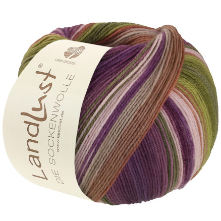 Lana Grossa Landlust Sockenwolle Garn 131 Mos Oliven Lime Kanel Pink Grå Nougat