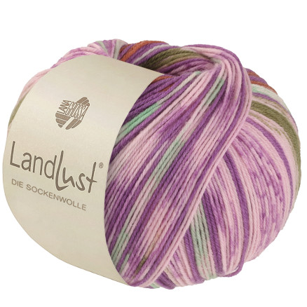 Lana Grossa Landlust Sockenwolle Garn 611 Orkidé Brun Grøn Ecru Rosa Oliven