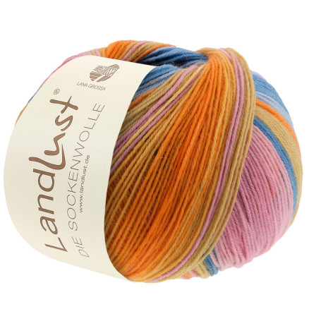 Lana Grossa Landlust Sockenwolle Garn 129 Rosa Gammelrosa Lyngfarvet Gulgrøn Gul Orange Mint Havgrøn