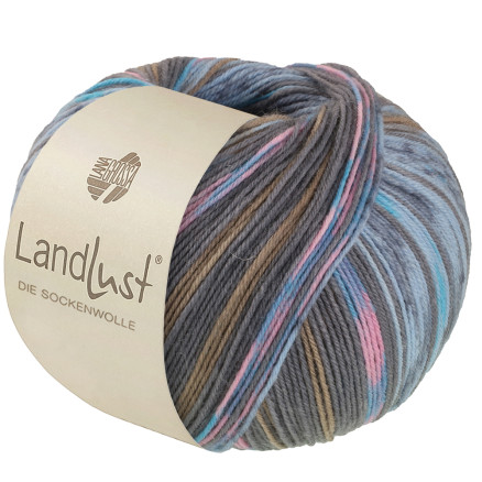 Lana Grossa Landlust Sockenwolle Garn 616 Turkis Grå Blå Rosa Khaki Beige