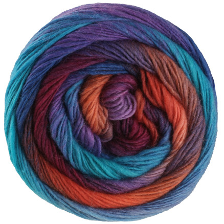Lana Grossa Meilenweit 100 Color Mix Garn 8019 Orange Mørkebrun Blå Turkis Lilla Rød-violet