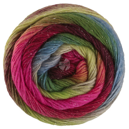 Lana Grossa Meilenweit 100 Color Mix Sparks Garn 7611 Brombær Rød Lyserød Pistacie Petroleum Grøn Limegrøn Pastelgrøn Beige