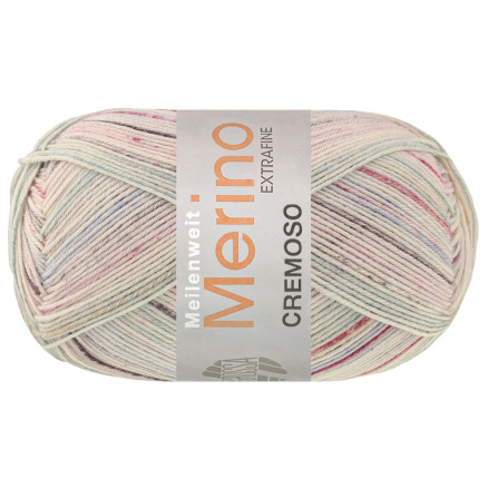 Lana Grossa Meilenweit 100 Merino Cremoso 4123 Lyseblå Mørk Fuchsia Rosa Laks Mint Lysegrå Grå Antracit