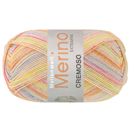 Lana Grossa Meilenweit 100 Merino Cremoso 4127 Orange Bleg Orange Gråblå -violet Pink Citrus- Bleg Gul Grågrøn
