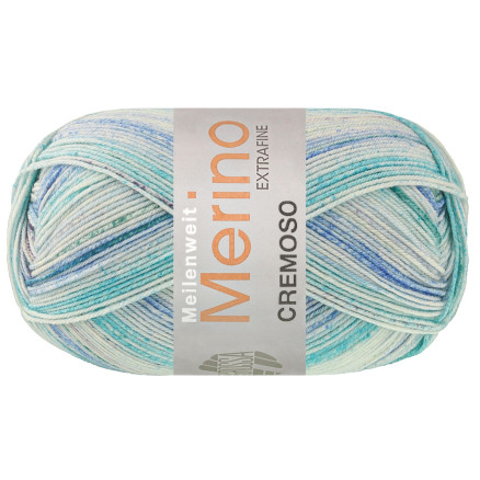 Lana Grossa Meilenweit 100 Merino Cremoso 4124 Turkis Lys- Hvidturkis Lyseblå Blå Gråviolet Grøn