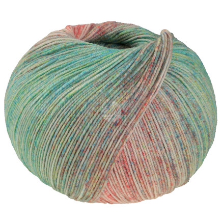 Lana Grossa Meilenweit 100 Merino Ekstrafine Shades Garn 7229 Laksrød Creme Turkis Gulgrøn