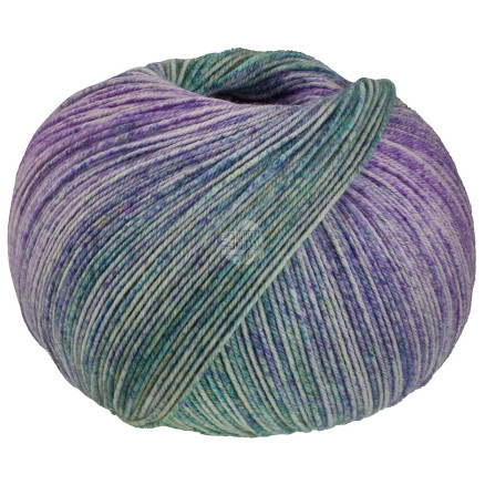 Lana Grossa Meilenweit 100 Merino Ekstrafine Shades Garn 7230 Turkis Petrol Gulgrøn Bleglilla Violet