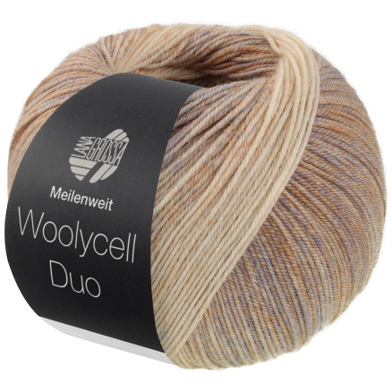 Lana Grossa Meilenweit 100 Woolycell Duo Garn 6009 Beige   Sandbeige   Grå
