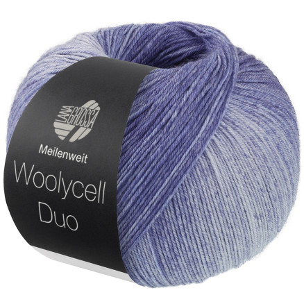 Lana Grossa Meilenweit 100 Woolycell Duo Garn 6005 Marine   Grå-   Lyseblå