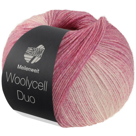 Lana Grossa Meilenweit 100 Woolycell Duo Garn 6002 Viol-fuchsia   Lilla   Rosa