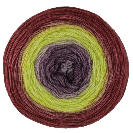 Lana Grossa Merino Lace Aquarell Garn 19 Bordeaux Citrongul Mørkegrå Violet