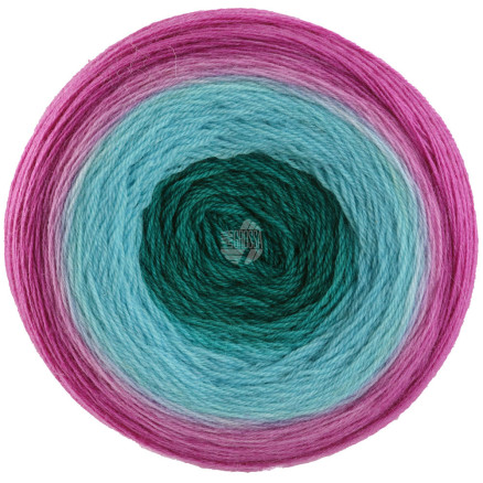 Lana Grossa Merino Lace Aquarell Garn 03 Petroleum Turkis Fuchsia