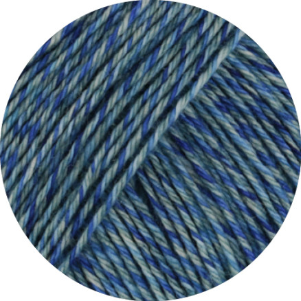 Lana Grossa Vintage Socks Garn 1014 Marine Turkis Grå Natblå Meleret