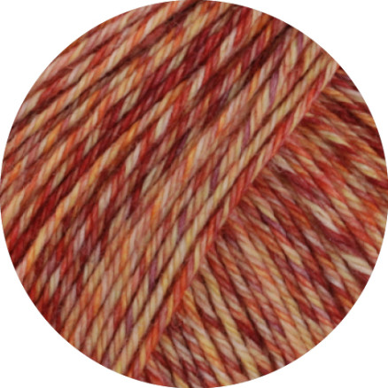 Lana Grossa Vintage Socks Garn 1012 Rust Mørkerød Gul Orange Creme Meleret