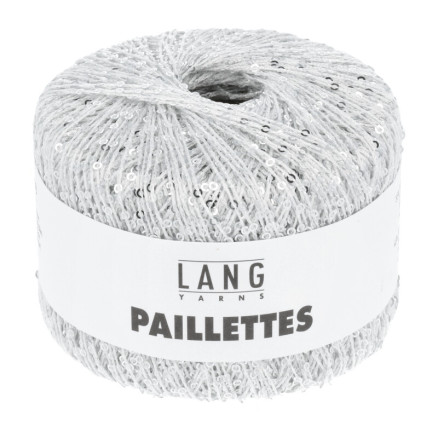 Lang Yarns Paillettes Garn 01 Hvid Sølv