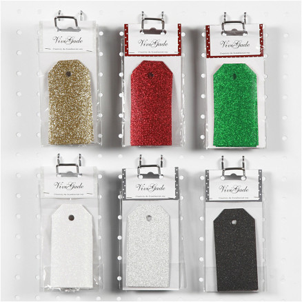 Manilamærker  Str  5x10 Cm  Glitter  300    6x10 Pk    Pk