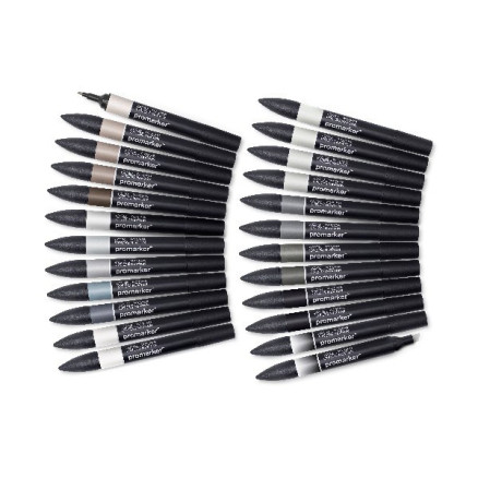 Promarker Set 24pcs Black   Grey In Wallet