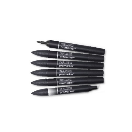 Promarker Set 6pcs  5pcs Black 1pc Blender