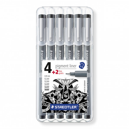 Staedtler Pigment Liner Tuscher Tusser Sort   05-  8mm   Stk