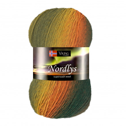 Viking Garn Nordlys 934 Multi Okker  Grøn