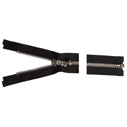 Ykk Delbar Lynlås Aluminium 45cm 4mm Sort