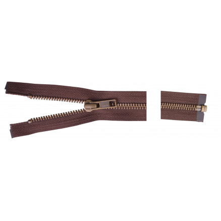 Ykk Delbar Lynlås Antik Messing 40cm 6mm Brun