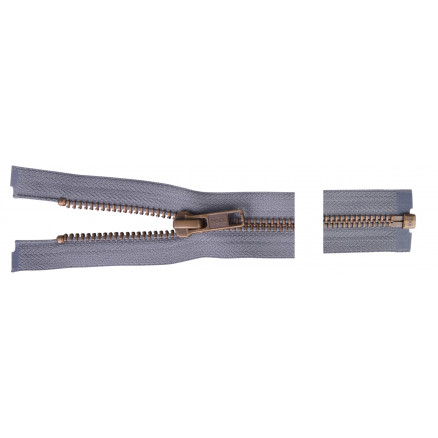 Ykk Delbar Lynlås Antik Messing 45cm 6mm Grå