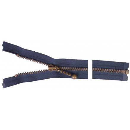 Ykk Delbar Lynlås Antik Messing 40cm 4mm Marine