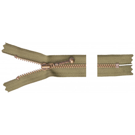 Ykk Lynlås Antik Messing 12cm 4mm Army