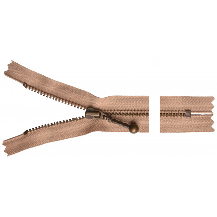 Ykk Lynlås Antik Messing 20cm 4mm Beige