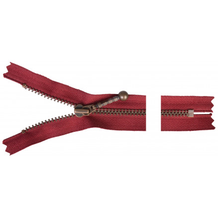 Ykk Lynlås Antik Messing 12cm 4mm Bordeaux