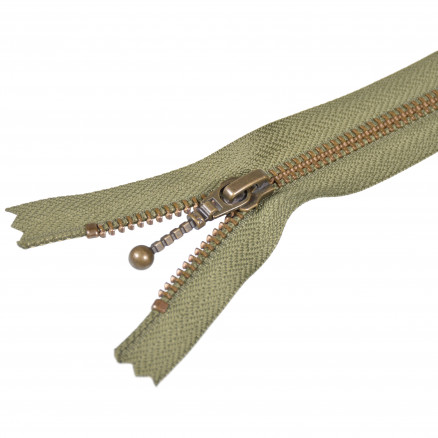Ykk Lynlås Fast Antik Messing Armygrøn 6mm 35cm