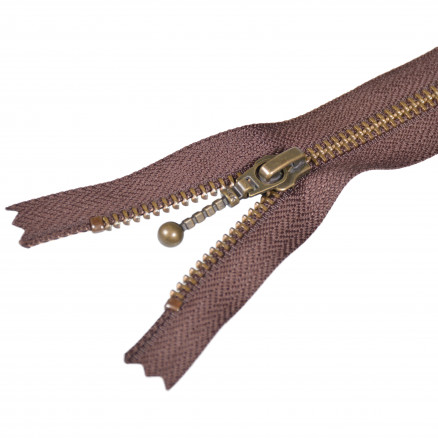 Ykk Lynlås Fast Antik Messing Brun 6mm 35cm