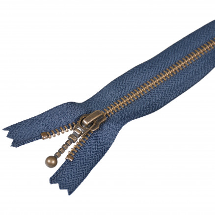 Ykk Lynlås Fast Antik Messing Marineblå 6mm 35cm