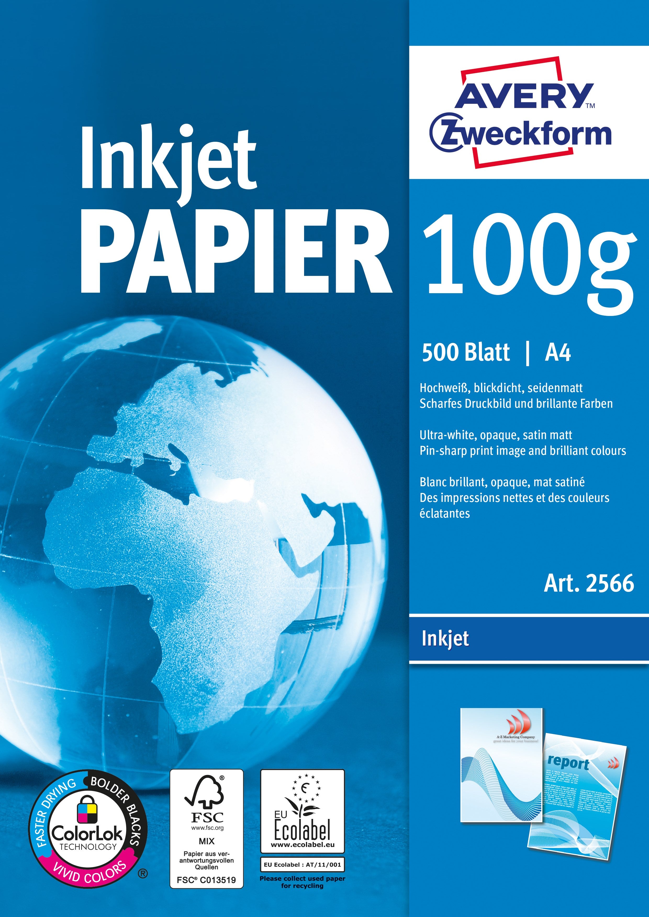 A4 Avery Inkjet Papir 100g  500