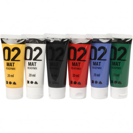 -color Akrylmaling  Standardfarver  02 Mat  6x20ml